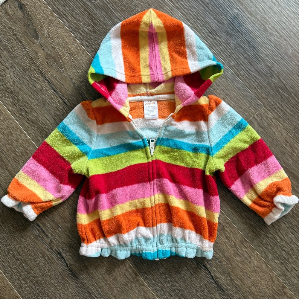 Y2K  Gymboree fleece rainbow striped zip up hoodie